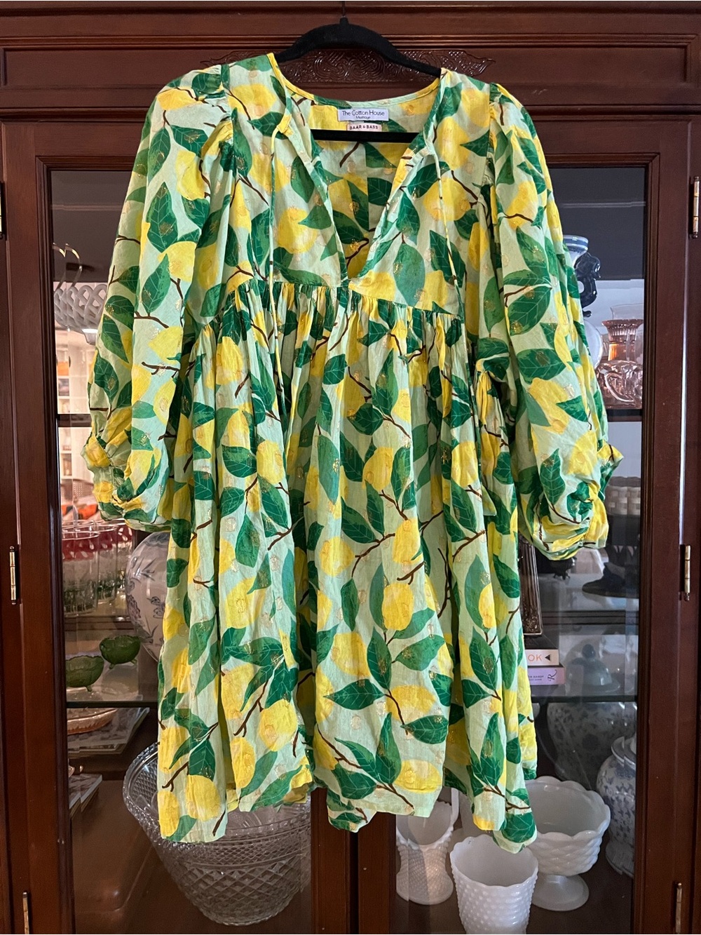 Women’s Baar & Bass cotton lemon green and gold tunic (London brand) fits like L